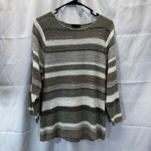 Carolyn Taylor Sweater-pull over,crew neck Earth Toned stripe sz XL